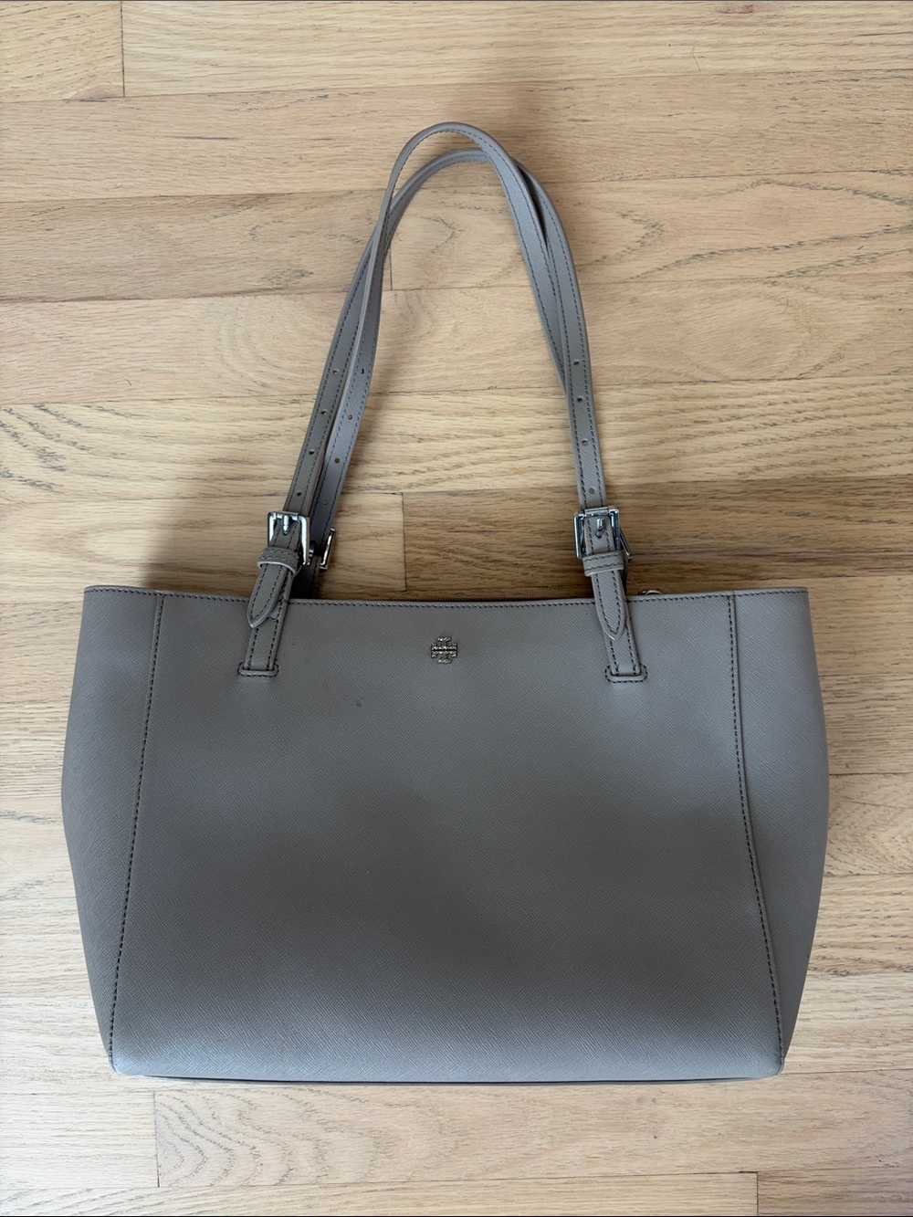Tory Burch Taupe Saffiano Leather Tote